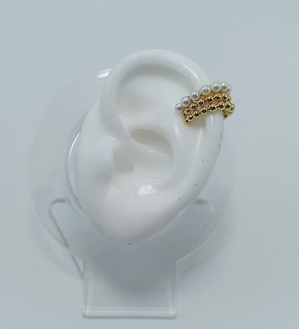 Ear Cuff rodinado perlas.