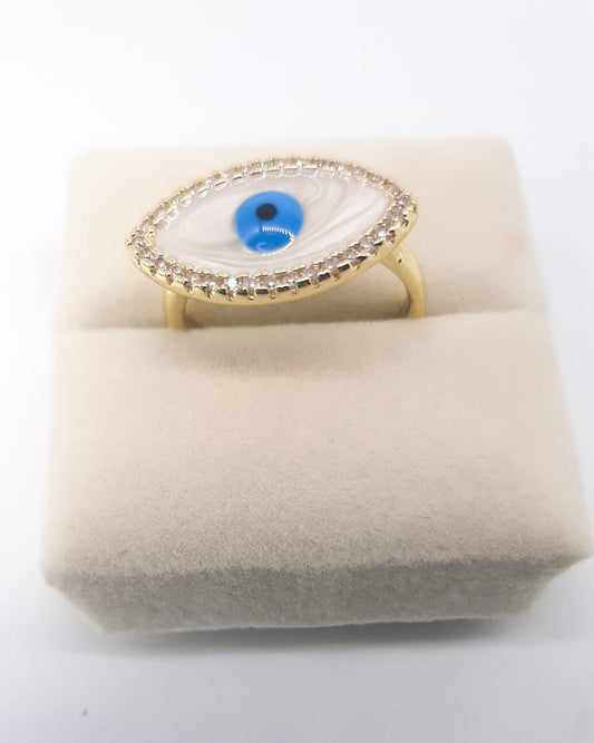 Anillo Rodinado con Ojo Turco Dorado: Protección y Elegancia