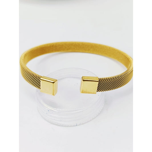 brazalete acero dorado tejido.