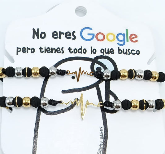 SET pulseras tejidas neopreno y balin acero 6 mm. Línea de vida