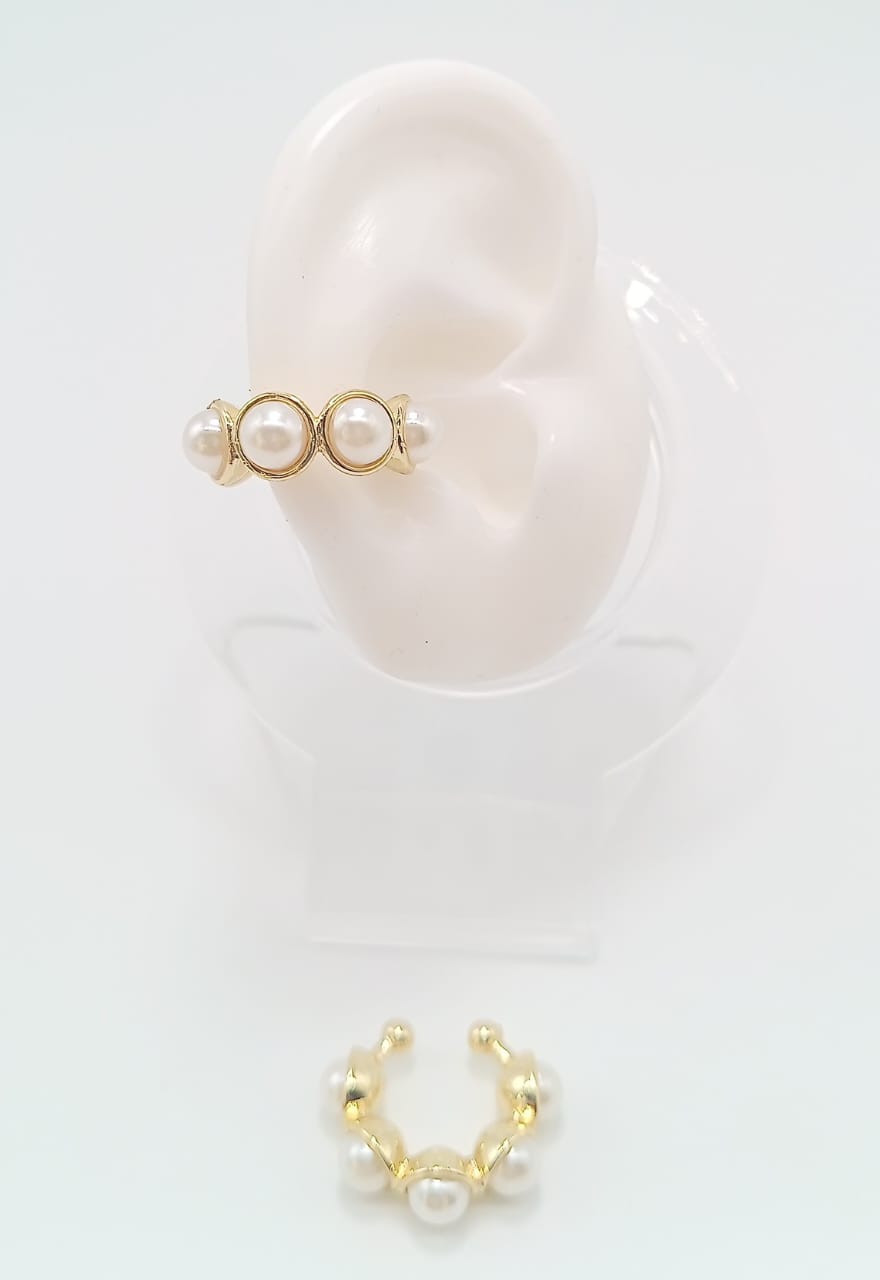 Earcuff rodinado perlas dorado. y plateado